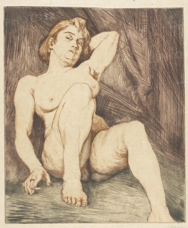 The Cigarette. Charles Maurin (French, 1856-1914). Drypoint, engraving and lavis