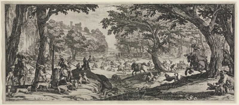 The Large Hunt, 1619. Jacques Callot (French, 1592-1635). Etching; sheet: 20.7 x 47.1 cm (8 1/8 x 18 9/16 in.); platemark: 19.8 x 46.3 cm (7 13/16 x 18 1/4 in.)