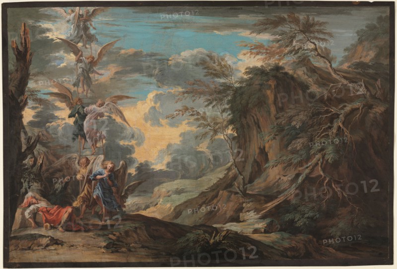 Jacob's Dream, c. 1720. Joseph Goupy (British, 1686-bef.1770). Gouache on brown kidskin; sheet: 28.5 x 42 cm (11 1/4 x 16 9/16 in.).