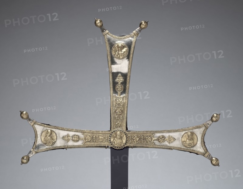 Fragment of a Processional Cross, c. 1050. Byzantium, Constantinople, Byzantine period, 11th century. Silver gilt, niello; overall: 32.3 x 44.8 x 5.7 cm (12 11/16 x 17 5/8 x 2 1/4 in.).