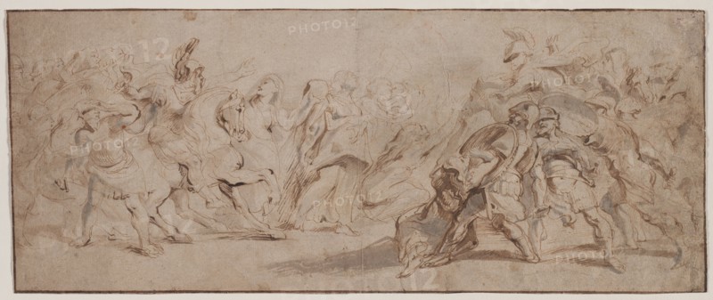 Reconciliation of the Romans and the Sabines (recto) Venus Disarming Mars, Drapery Study (verso)