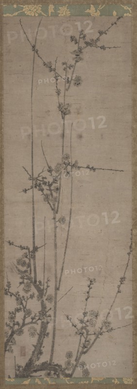 Plum Blossoms, 1336-92. Japan, Nanbokucho period (1336-92). Hanging scroll; ink on paper; painting only: 103.5 x 37.5 cm (40 3/4 x 14 3/4 in.); including mounting: 182.9 x 47.6 cm (72 x 18 3/4 in.).