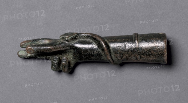 Votive Arm and Hand of Zeus Sabazios, 1-200. Italy, Roman, 1st-2nd Century. Bronze; overall: 9.4 cm (3 11/16 in.).