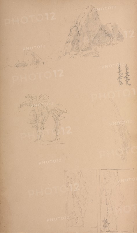 Sketchbook, page 09: Mountians and Rocks , 1859. Sanford Robinson Gifford (American, 1823-1880). Graphite;