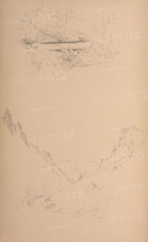 Sketchbook, page 15: Landscapes, Berlin Falls ? , 1859. Sanford Robinson Gifford (American, 1823-1880). Graphite;