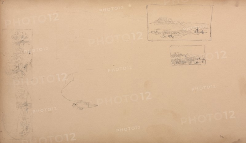 Sketchbook, page 37: Maine Landscape Vignittes, 1859. Sanford Robinson Gifford (American, 1823-1880). Graphite;