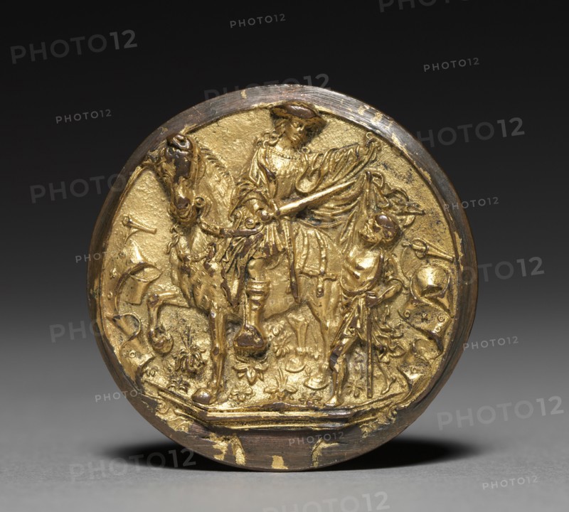 Saint Martin and the Beggar, early 1500s. Germany, early 16th century. Gilt bronze; diameter: 4.5 cm (1 3/4 in.).