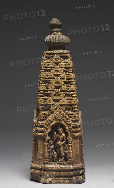 Model of the Sikhara of a Buddhist Temple, 900s. India, Bihar, 10th century. Kaolinite; overall: 28 x 9 x 9 cm (11 x 3 9/16 x 3 9/16 in.).