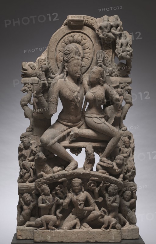 Ravana Shaking Mount Kailasa, 700s. Central India, Madhya Pradesh, Chandela Dynasty, 8th century. Sandstone; overall: 139 x 72 cm (54 3/4 x 28 3/8 in.).