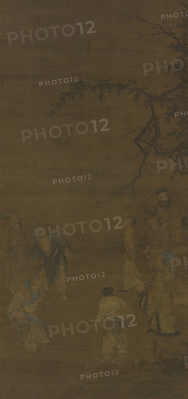The Football Players, c. late 1100s-1st quarter 1200s. Attributed to Ma Yuan (Chinese, c. 1150-after 1255). Hanging scroll; ink and light color on silk; image: 115.6 x 55.3 cm (45 1/2 x 21 3/4 in.); overall: 214.8 x 78 cm (84 9/16 x 30 11/16 in.).