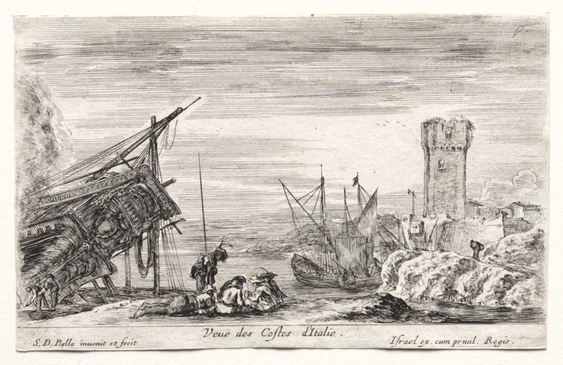 View of the Italian Coast. Stefano Della Bella (Italian, 1610-1664). Etching