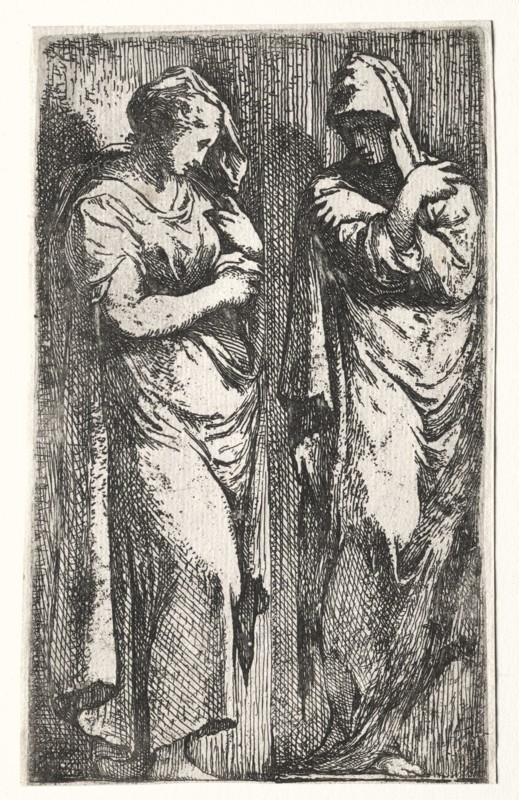Two Roman Women. Francesco Primaticcio (Italian, 1504-1570). Etching