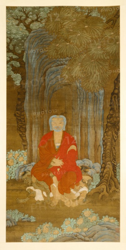 Shakyamuni under the Bodhi Tree, 1600-50. China, Ming dynasty (1368-1644). Hanging scroll, ink and color on silk; overall including roller ends: 260 x 83 cm (102 3/8 x 32 11/16 in.).