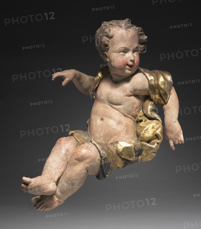 Putti Pair , mid-1700s. Ferdinand Dietz (German, 1708-1777). Painted and gilded wood; overall: 55.9 x 41.9 x 41.9 cm (22 x 16 1/2 x 16 1/2 in.).