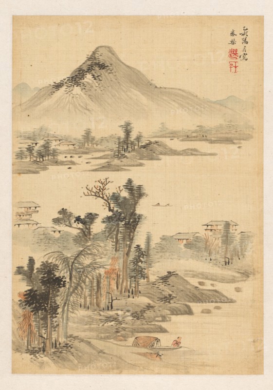 Landscape, 1815. Shunkin Uragami (Japanese, 1779-1846). Album leaf; ink and light color on ivory silk; sheet: 24.9 x 17.4 cm (9 13/16 x 6 7/8 in.).