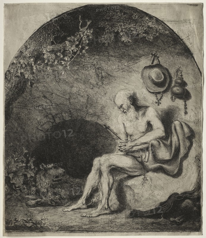 St. Jerome in Penitence, 1644. Ferdinand Bol (Dutch, 1616-1680). Etching and drypoint with granular bitten tone; sheet: 29 x 24.9 cm (11 7/16 x 9 13/16 in.); platemark: 28.5 x 24.6 cm (11 1/4 x 9 11/16 in.)