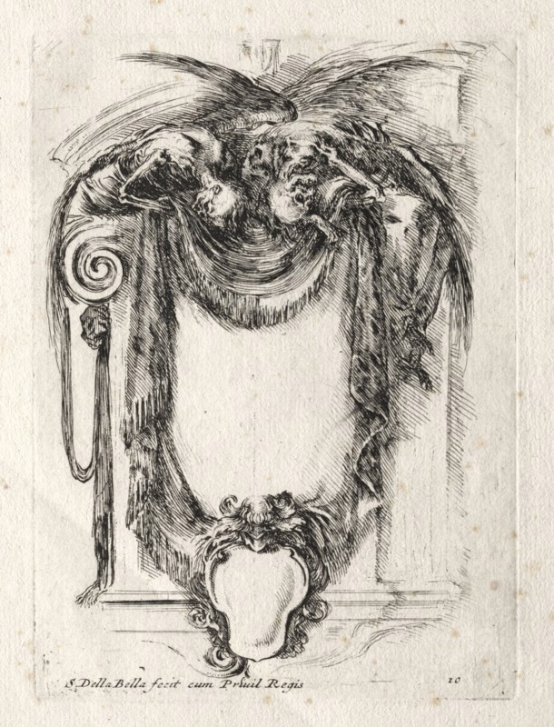 New Model for a Cartouche, 1647. Stefano Della Bella (Italian, 1610-1664). Etching