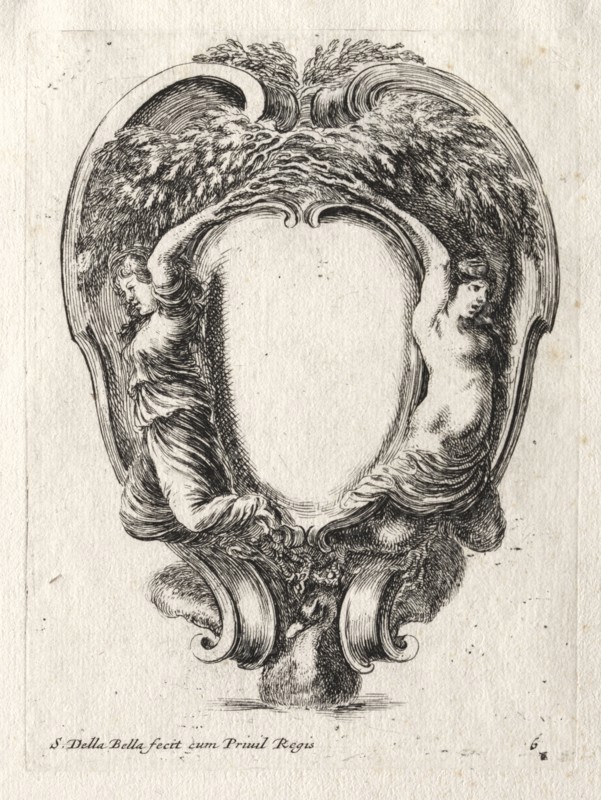 New Model for a Cartouche, 1647. Stefano Della Bella (Italian, 1610-1664). Etching