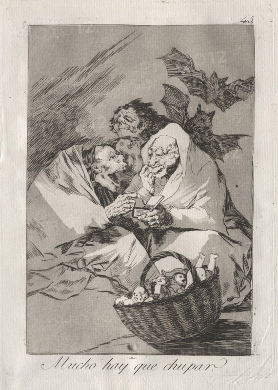 Caprichos:  There is Plenty to Suck, 1799. Francisco de Goya (Spanish, 1746-1828). Etching and aquatint