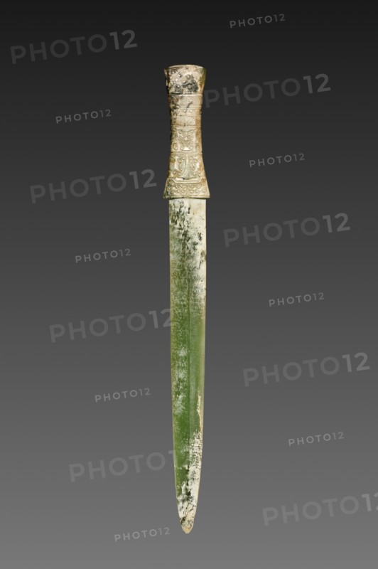 Ceremonial Knife, 1700s. China, Qing dynasty (1644-1911). Green jade, partly clarified; overall: 20.6 cm (8 1/8 in.).