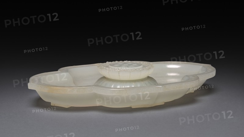 Lotus-shaped Dish and Cup (dish), 1736-1795. China, Qing dynasty (1644-1911), Qianlong reign (1736-1795). Jade; overall: 15.5 cm (6 1/8 in.).