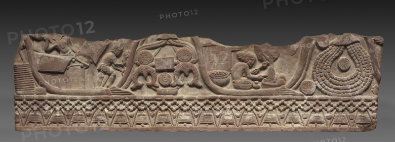 Section of a Coping Rail, c. 150 BC. India, Madhya Pradesh, Bharhut, Shunga Period. Sandstone; overall: 30.5 x 122 cm (12 x 48 1/16 in.).