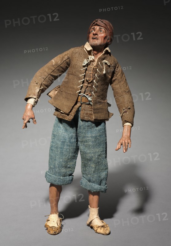 Figure from a Crèche: Shepherd, 1780-1830. Italy, Naples, late 18th-early 19th century. Painted wood and terracotta with various textiles; overall: 36.1 cm (14 3/16 in.).
