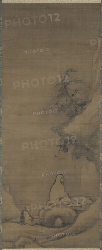 Bodhidharma Meditating Facing a Cliff, late 1200s. China, Song dynasty (960-1279). Hanging scroll, ink on silk; overall: 203.2 x 63.5 cm (80 x 25 in.).