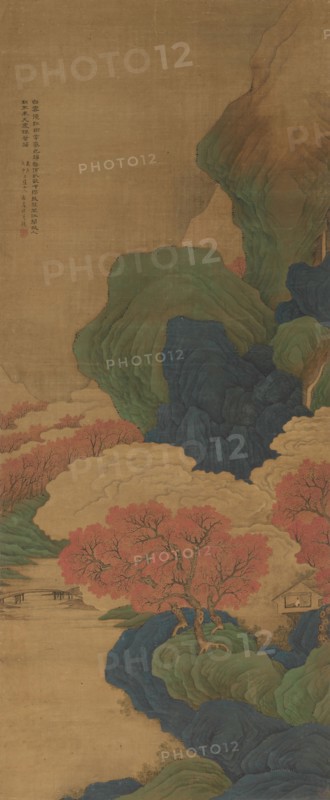 White Clouds and Red Trees, 1788. Li Jian (Chinese, active second half of the 1700s). Hanging scroll, ink and color on silk; overall: 126.2 x 52.7 cm (49 11/16 x 20 3/4 in.).