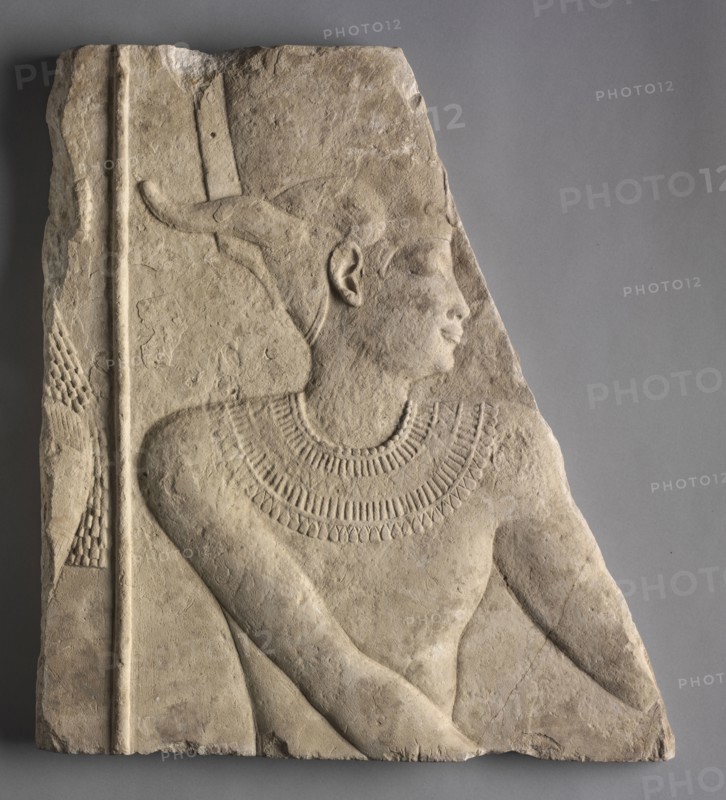 Temple Relief of a Deity, 360-246 BC. Egypt, Greco-Roman Period, Late Dynasty30 to early Ptolemaic Dynasty. Limestone; overall: 47.3 x 41 cm (18 5/8 x 16 1/8 in.).