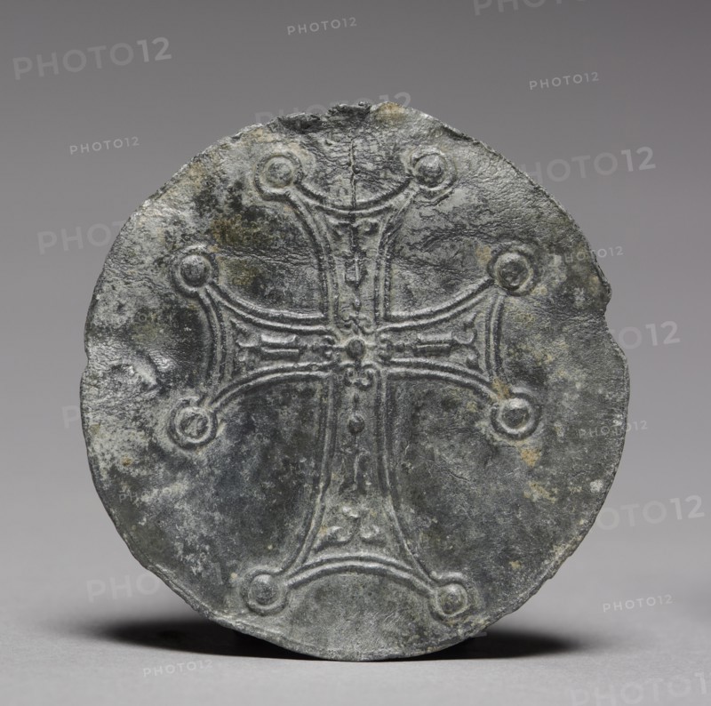 Pilgrim's Medallion with St. Symeon the Younger, c. 1100. Byzantium, Syria, early 12th Century. Lead; diameter: 5.7 x 0.4 cm (2 1/4 x 3/16 in.).