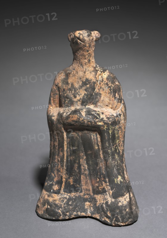 Mortuary Figure of the Zodiac Sign: Tiger (Gemini), 500s. China, Northern Wei dynasty (386-534). Gray earthenware with traces of slip; overall: 22.6 cm (8 7/8 in.).