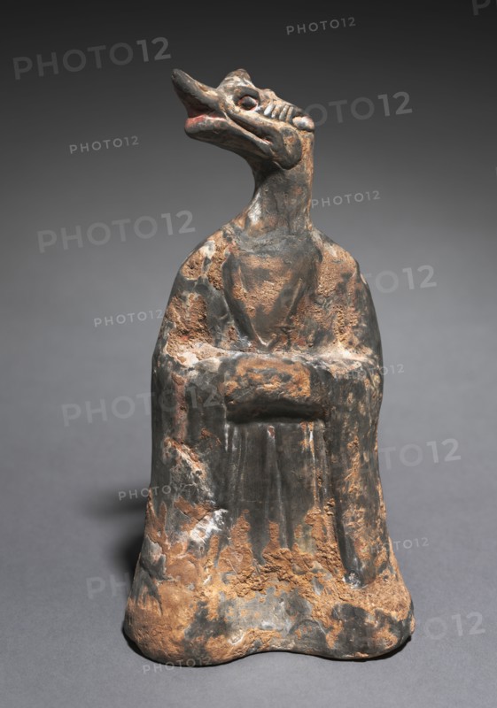 Mortuary Figure of the Zodiac Sign:  Dragon (Leo), 500s. China, Northern Wei dynasty (386-534). Gray earthenware with traces of slip; overall: 22.6 cm (8 7/8 in.).