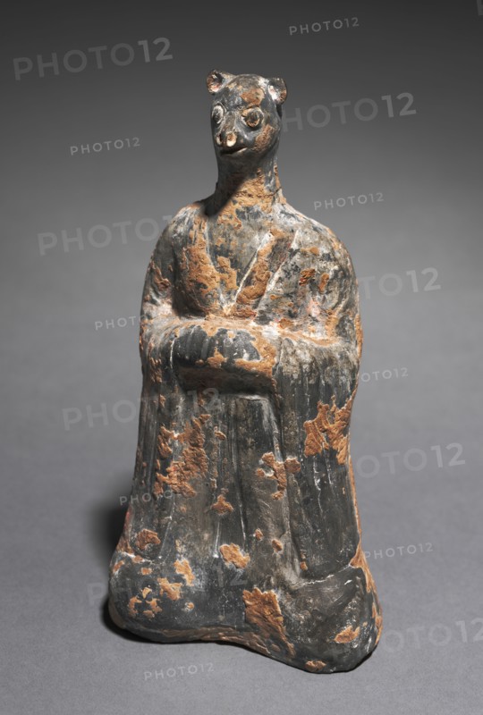 Mortuary Figure of the Zodiac Sign: Monkey (Sagittarius), 500s. China, Northern Wei dynasty (386-534). Gray earthenware with traces of slip; overall: 22.6 cm (8 7/8 in.).