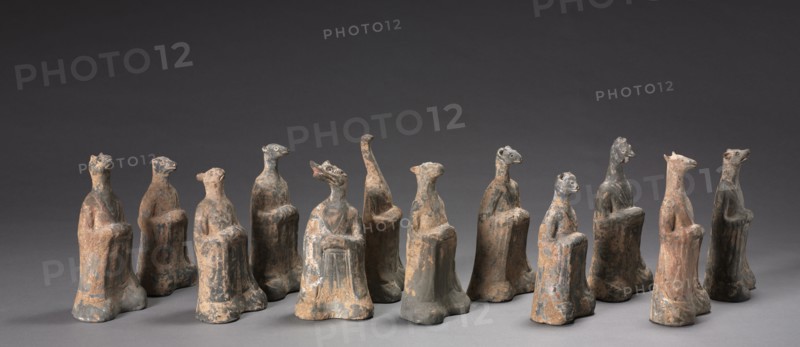 Mortuary Figures of the Zodiac Signs, 500s. China, Northern Wei dynasty (386-534). Gray earthenware with traces of slip; overall: 22.6 cm (8 7/8 in.).