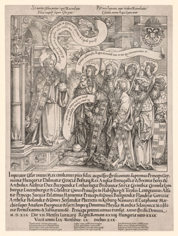 The Emperor Maximilian Presented by His Patron Saints to the Almighty, 1519. Hans Springinklee (German, 1540). Woodcut