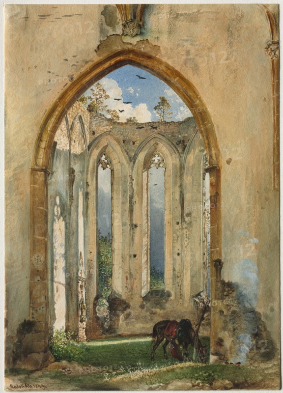 Ruin of a Church, 1849. Rudolf von Alt (Austrian, 1812-1905). Watercolor with gouache and glazing; image: 25 x 17.8 cm (9 13/16 x 7 in.).