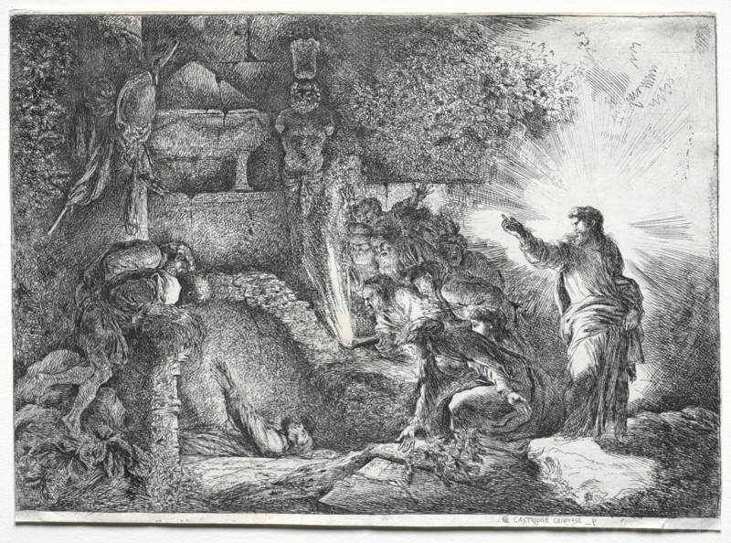 The Resurrection of Lazarus. Giovanni Benedetto Castiglione (Italian, 1609-1664). Etching