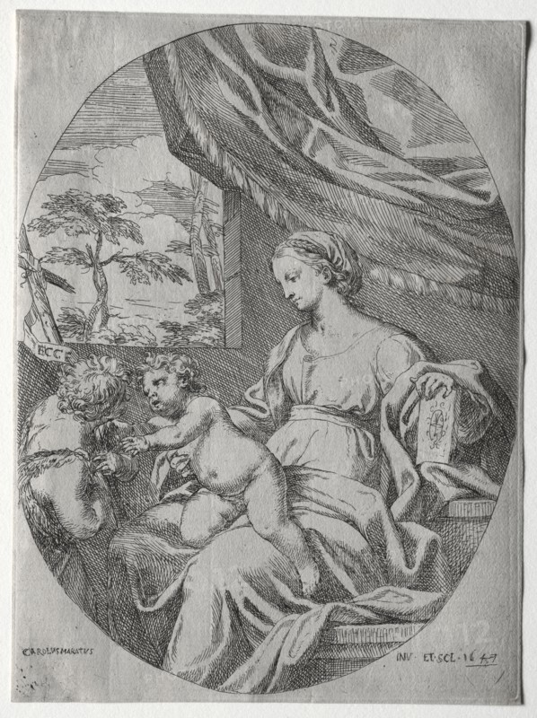 Virgin and Child with the Infant St. John, 1647. Carlo Maratti (Italian, 1625-1713). Etching