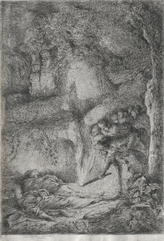 L'Invention des corps de S. Pierre et S. Paul, c. 1650. Giovanni Benedetto Castiglione (Italian, 1609-1664). Etching