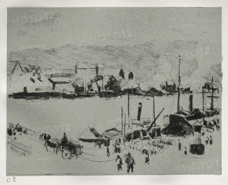Quai Boieldieu in Rouen, c. 1896. Camille Pissarro (French, 1830-1903). Lithograph