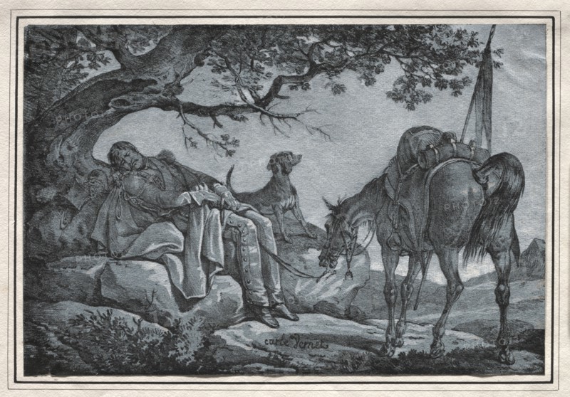 The Sleeping Soldier. Carle Vernet (French, 1758-1836). Lithograph with white gouache added by hand