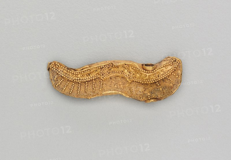 Set of Pendants Ending in a Bull's Head, 185-72 BC. India, Sunga Period (185-72 BC). Gold repoussé with granulation;