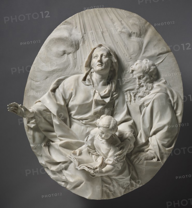 Education of the Virgin, c. 1700. Giuseppe Mazzuoli (Italian, 1644-1725). Marble; overall: 110.5 x 96.5 x 26 cm (43 1/2 x 38 x 10 1/4 in.).