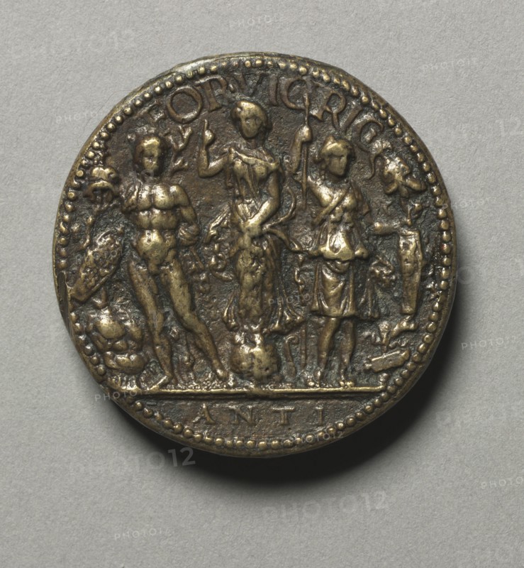 Portrait of Gianfrancesco Gonzaga di Ròdigo, 1443-1496, Lord of Sabbionetta (reverse), 1479. Antico (Italian, c. 1460-1528). Bronze; diameter: 3.9 cm (1 9/16 in.).