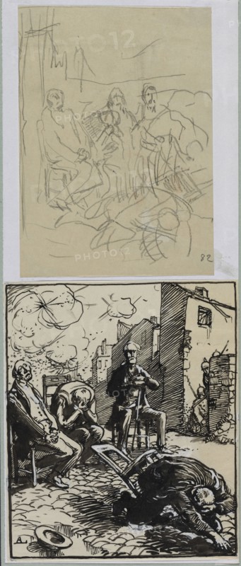 Trois otages assis, 1914. Auguste Louis Lepère (French, 1849-1918). Pencil