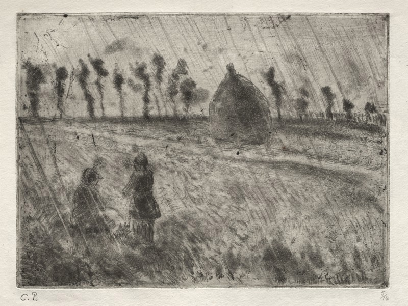 Rain Effects (Effet de Pluic). Camille Pissarro (French, 1830-1903). Etching and aquatint