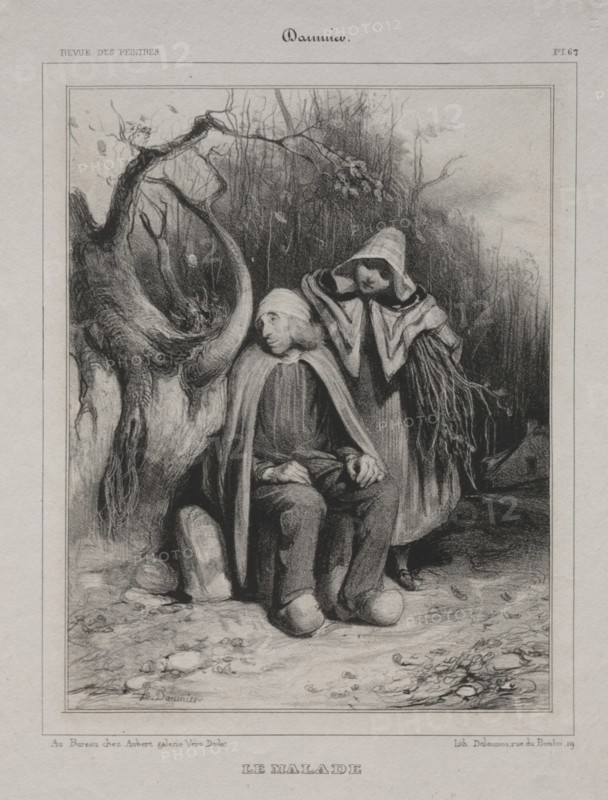 Revue des Peintres, Pl. 67: The Invalid, 1835. Honoré Daumier (French, 1808-1879), Aubert. Lithograph; sheet: 29.4 x 22 cm (11 9/16 x 8 11/16 in.); image: 18.5 x 14.3 cm (7 5/16 x 5 5/8 in.)