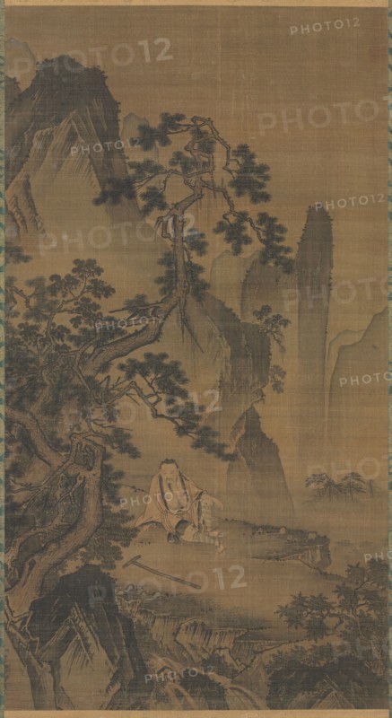 The Hermit Xu You Resting by a Stream, 1400s. Dai Jin (Chinese, 1388-1462). Hanging scroll; ink and slight color on silk; painting: 138.2 x 75.2 cm (54 7/16 x 29 5/8 in.); overall with knobs: 232.5 x 96.3 cm (91 9/16 x 37 15/16 in.).