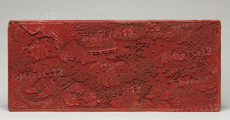 Purification at the Orchard Pavilion, c. 1500. China, Ming dynasty (1368-1644). Carved cinnabar lacquer; overall: 48.5 x 21 cm (19 1/8 x 8 1/4 in.).